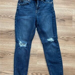 Edgely Women's Midnight Blue Ripped Skinny Jeans